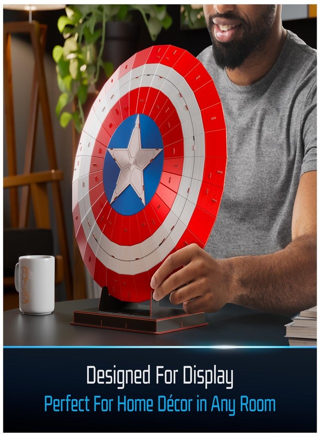 4D Build, Marvel Captain America Shield 3D Model Kit with Stand, Marvel Collectibles & Desk Décor, Adult Puzzle, Building Toys, 3D Puzzles for Adults & Teens, 101 Pieces, for Ages 12 & Up - Image 5